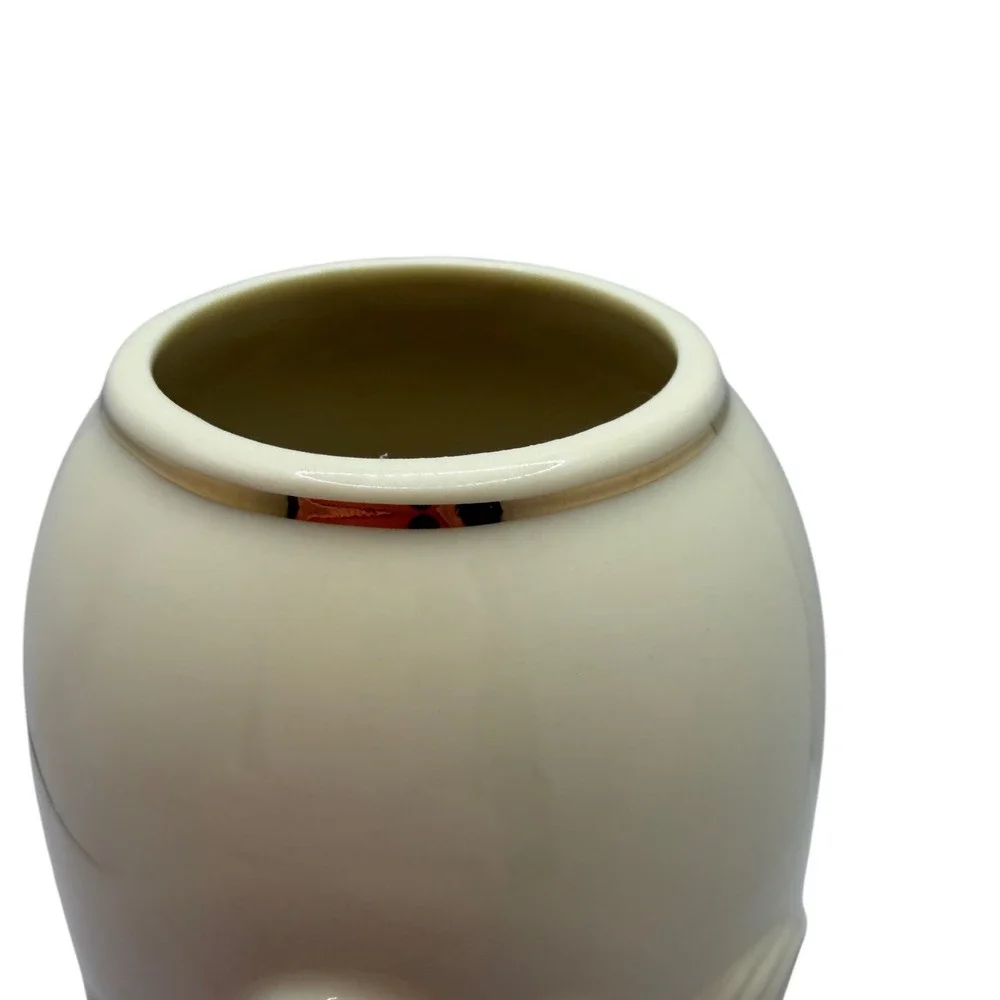 Lenox Ivory Rose Bud Vase Gold Trim Embossed Floral Porcelain Vase 7.5